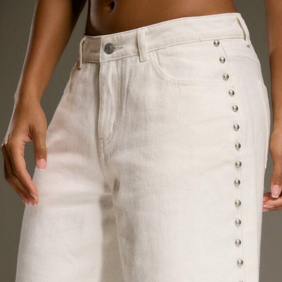 White Casual Women's Wide Leg Denim Jeans - Picture 5 of 6